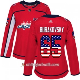 Dame Ishockey Washington Capitals Tröja Andre Burakovsky 65 Adidas 2017-2018 Röd USA Flag Fashion Authentic